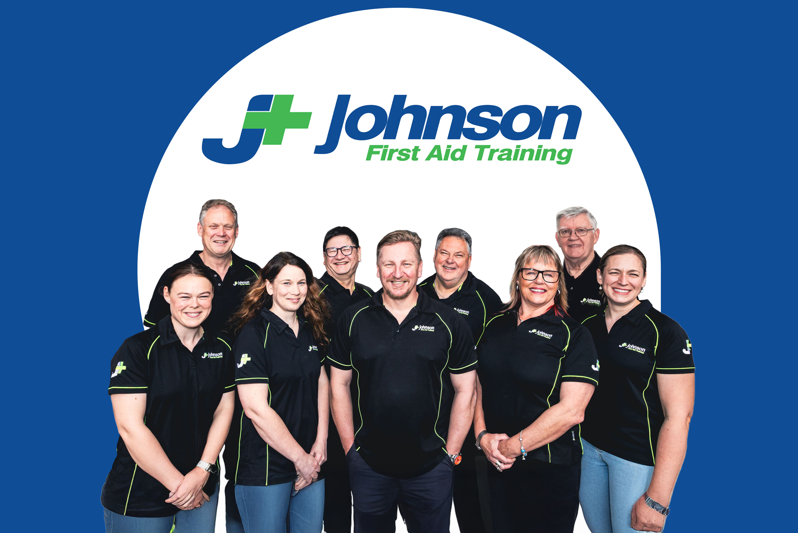 Johnson First Aid Training logo representing accredited first aid courses and workplace safety training in Tasmania.